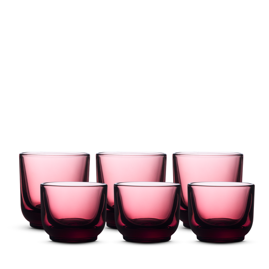 Fellow Pirch Espresso Glass 6 Pack—short, round glasses perfect for espresso creations.