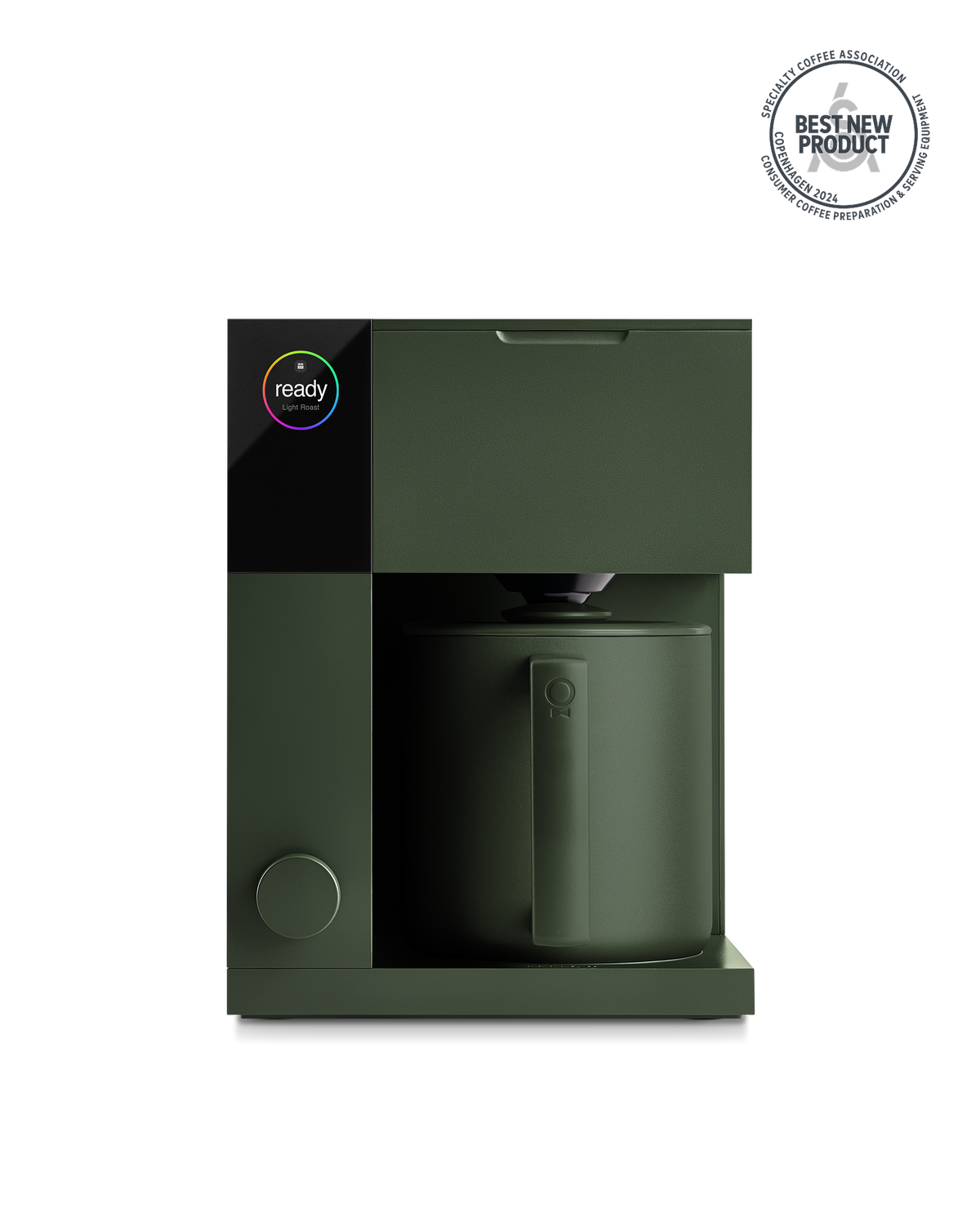 Fellow Aiden Precision Coffee Maker in Woodland, Best New Product with digital display and carafe.