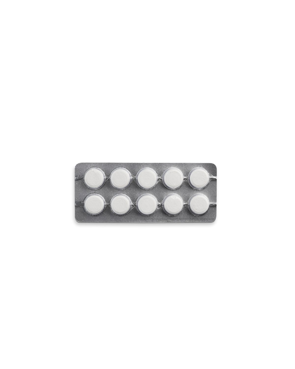 A blister pack of ten Fellow Series 1 Grouphead Cleaning Tablets on a white background.