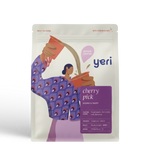 Coffee bag with woman pouring Yeri Coffee’s Cherry Pick from Ratnagiri Estate.