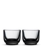 Two Fellow Pirch Espresso Glasses, thick-based, side by side on a white background.