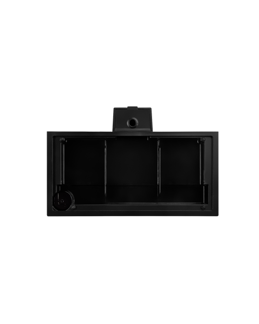 Fellow Series 1 Drip Tray Base, black plastic, rectangular, with three front-facing compartments.